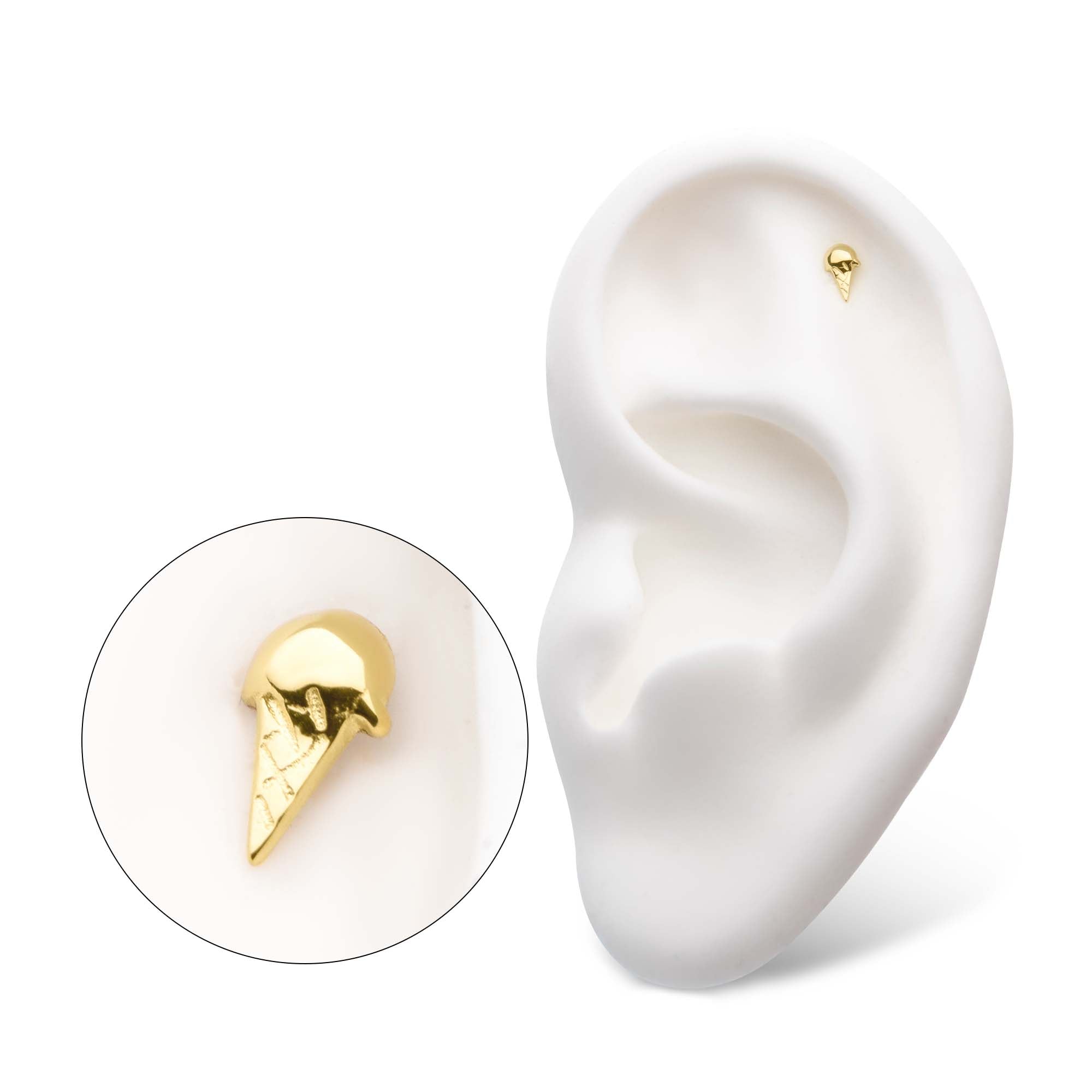 14kt Yellow Gold Threadless Ice Cream Cone Top