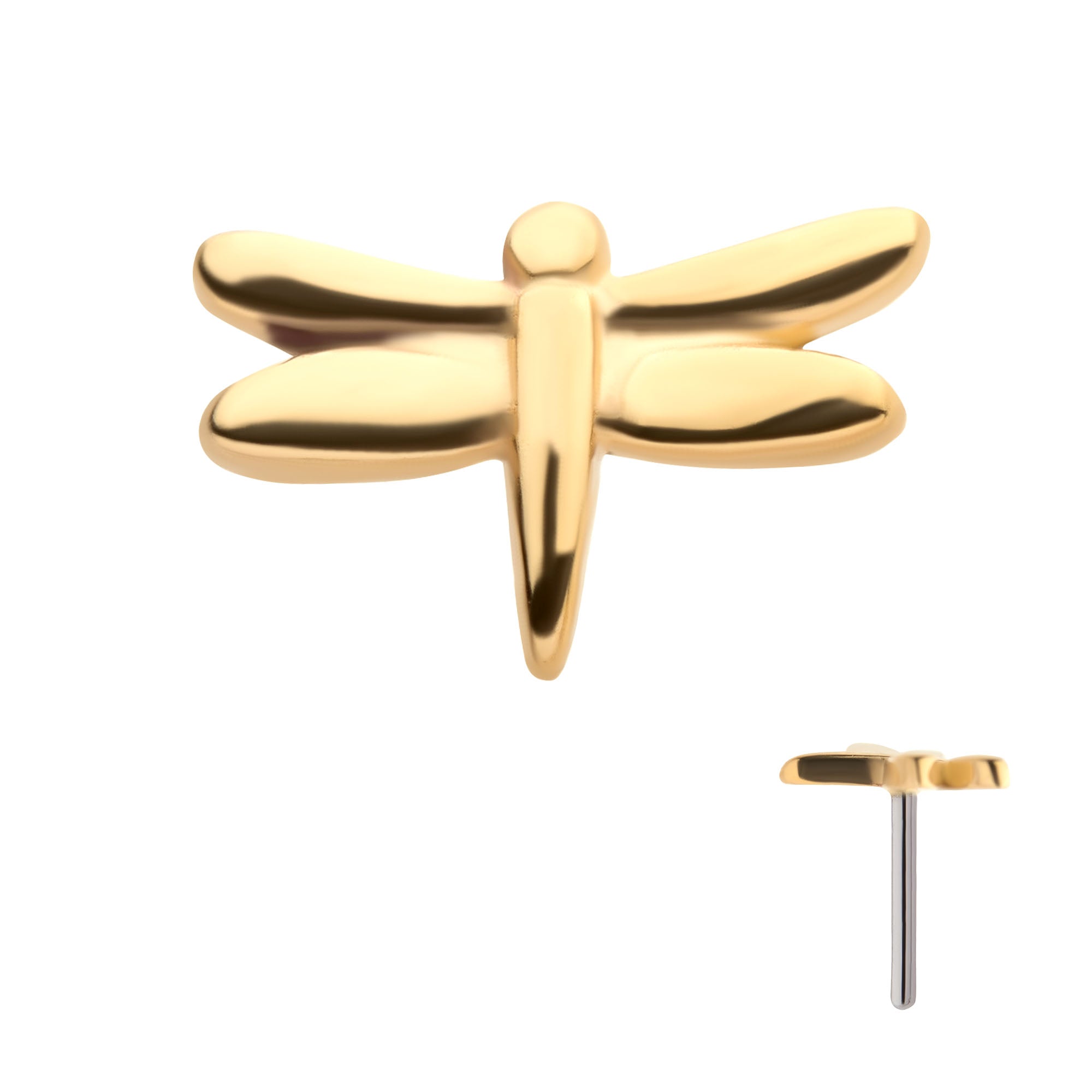 14kt Yellow Gold Threadless Dragonfly Top