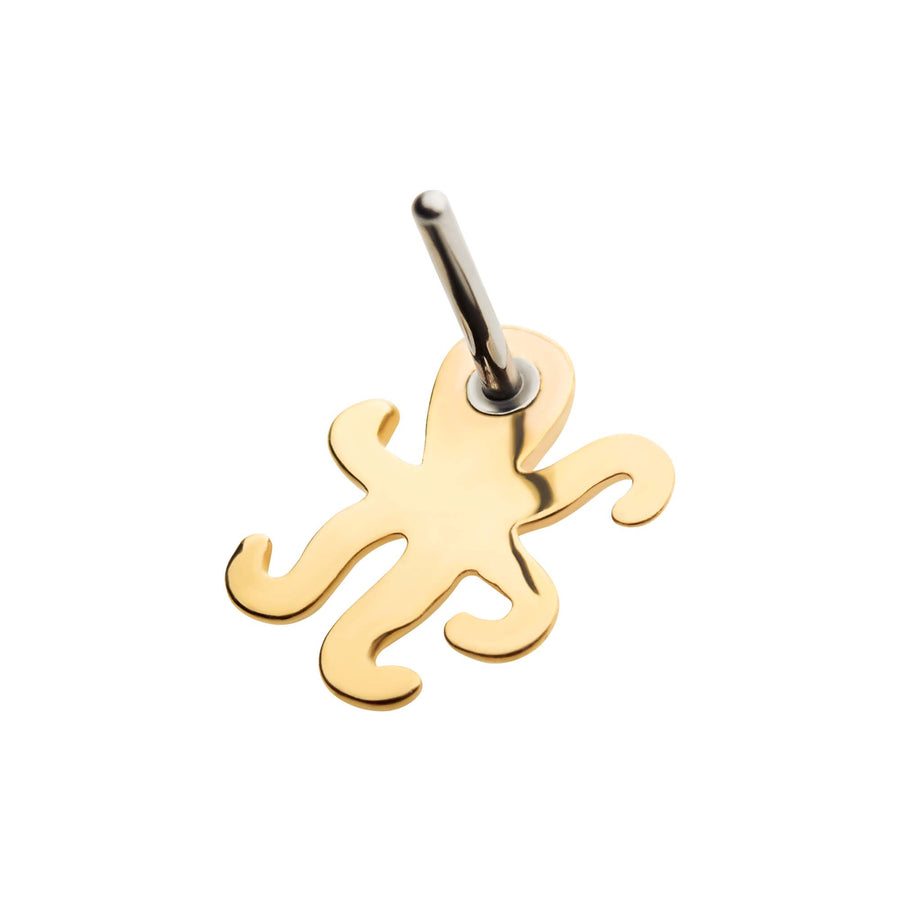 14kt Yellow Gold Threadless Octopus Top
