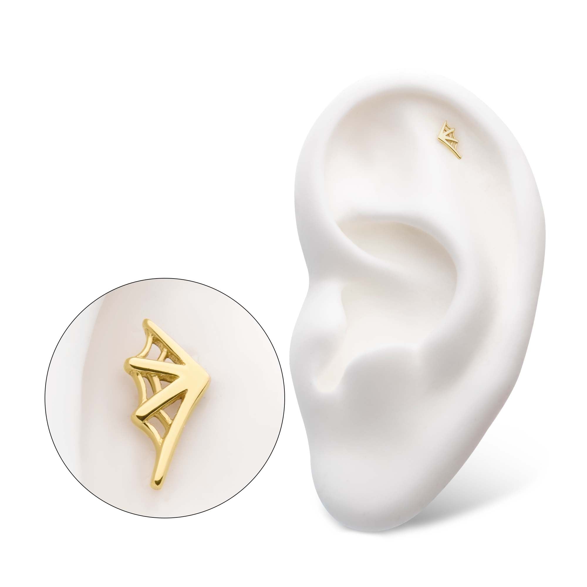 14kt Yellow Gold Threadless Spiderweb Top (Right Ear)