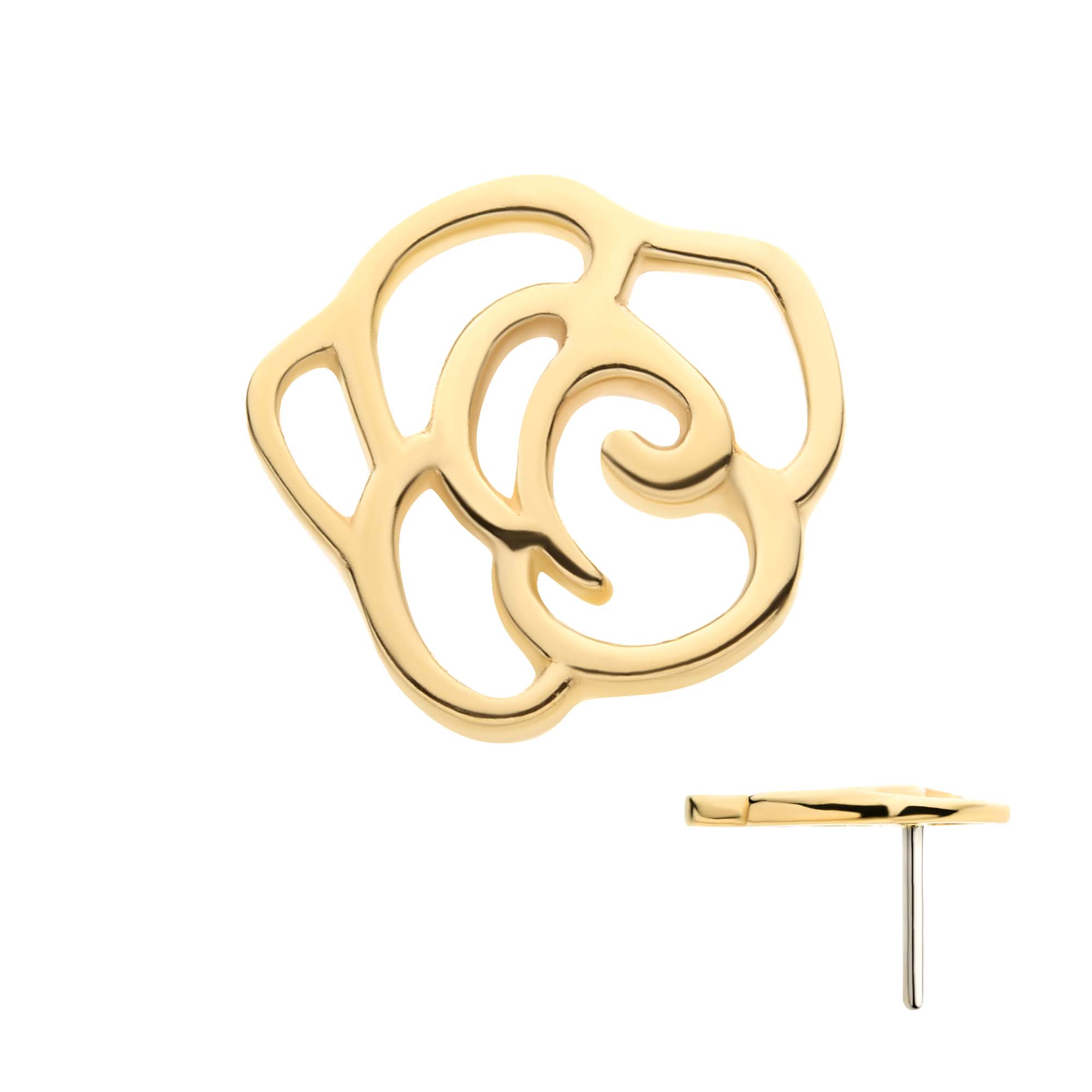 14kt Yellow Gold Threadless Rose Top