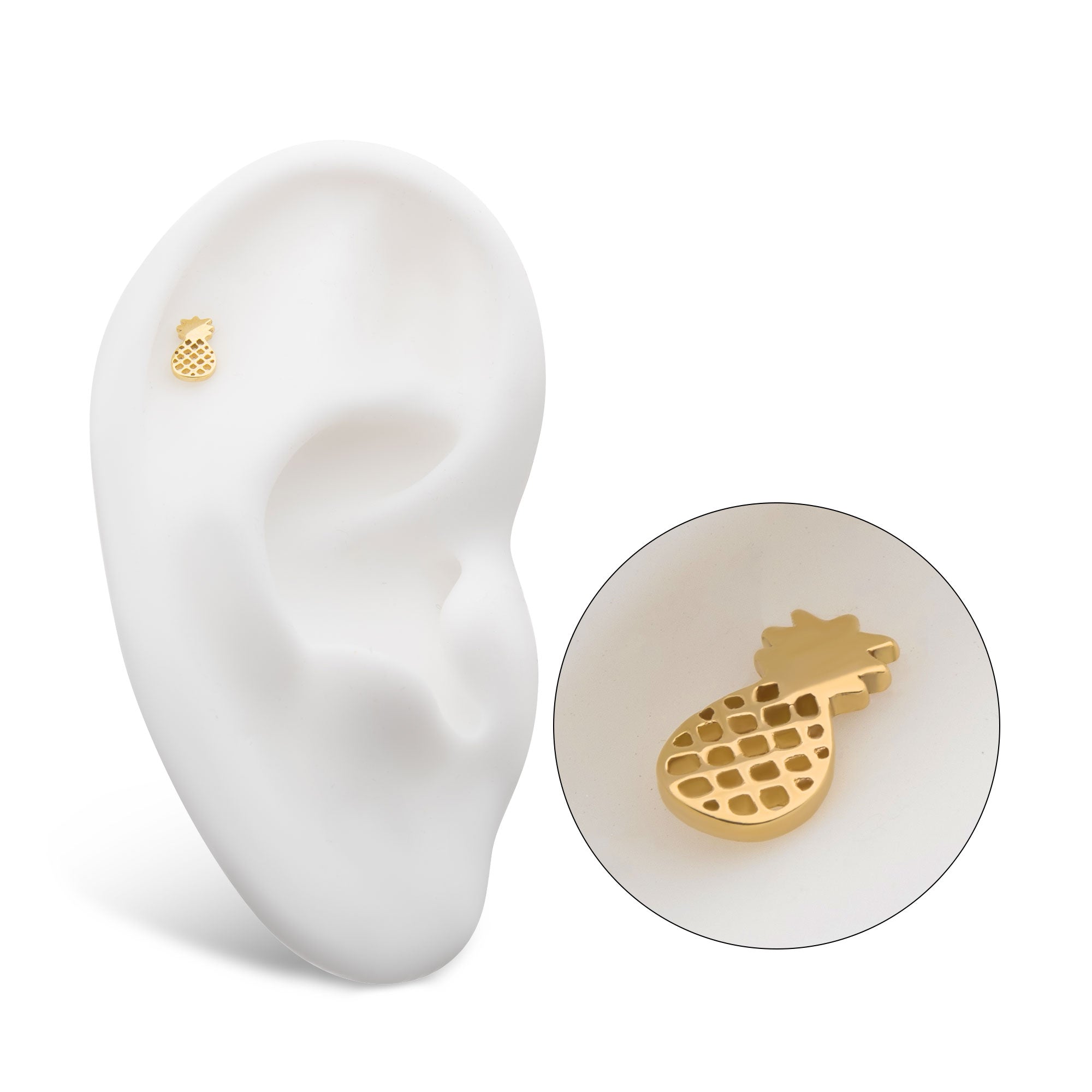 14kt Yellow Gold Threadless Pineapple Top