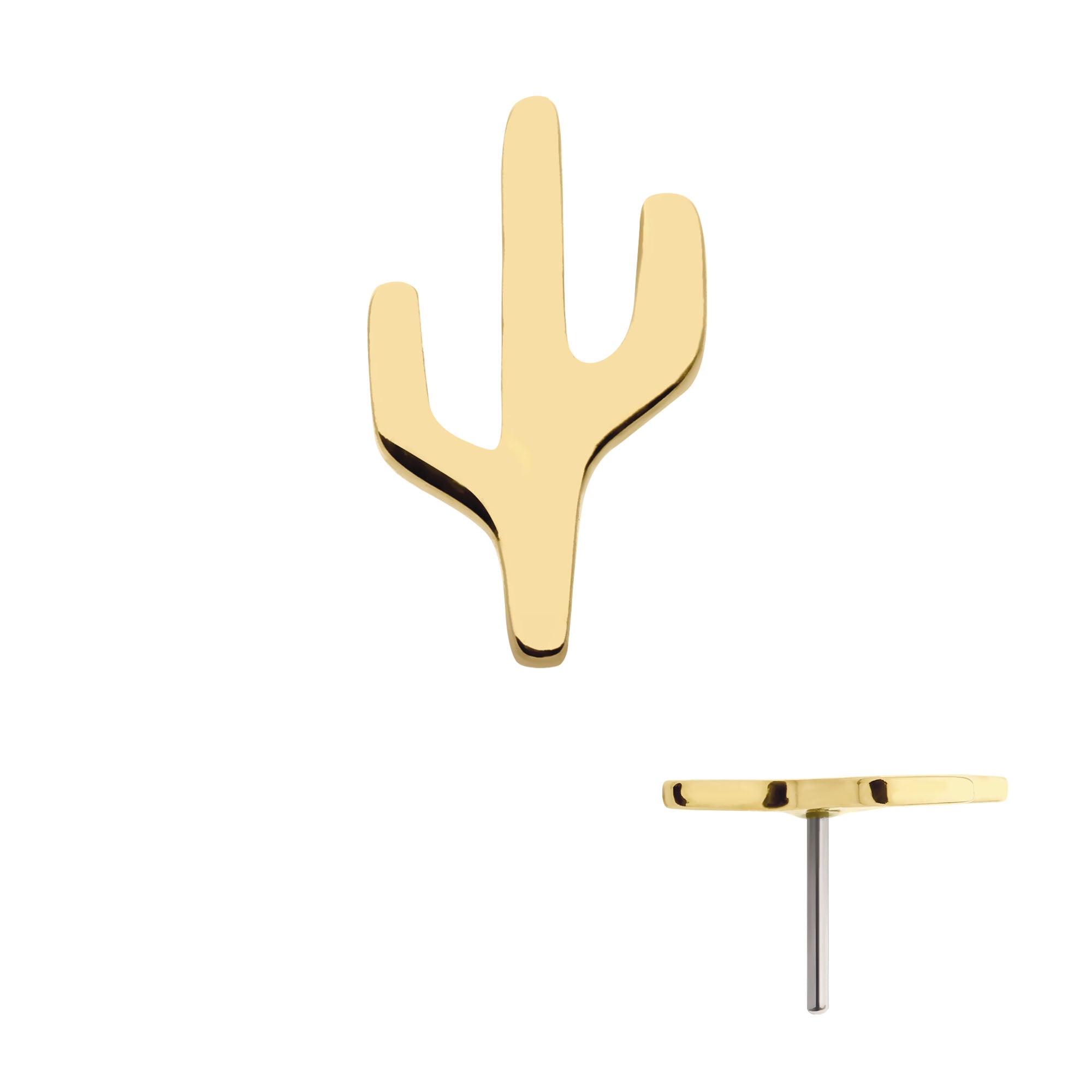 14kt Yellow Gold Threadless Cactus Top