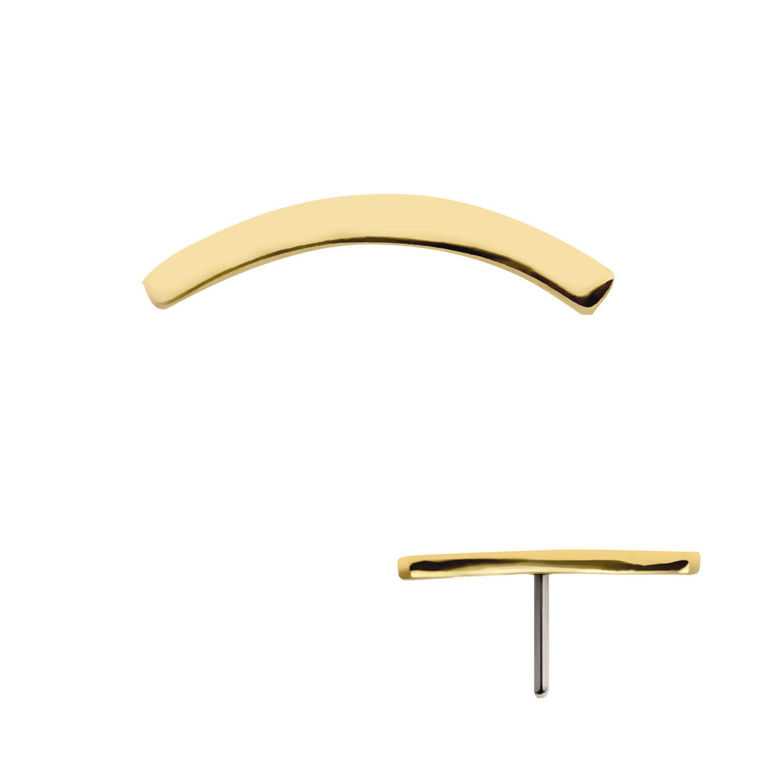 14Kt Yellow Gold Threadless with Curved Bar Top