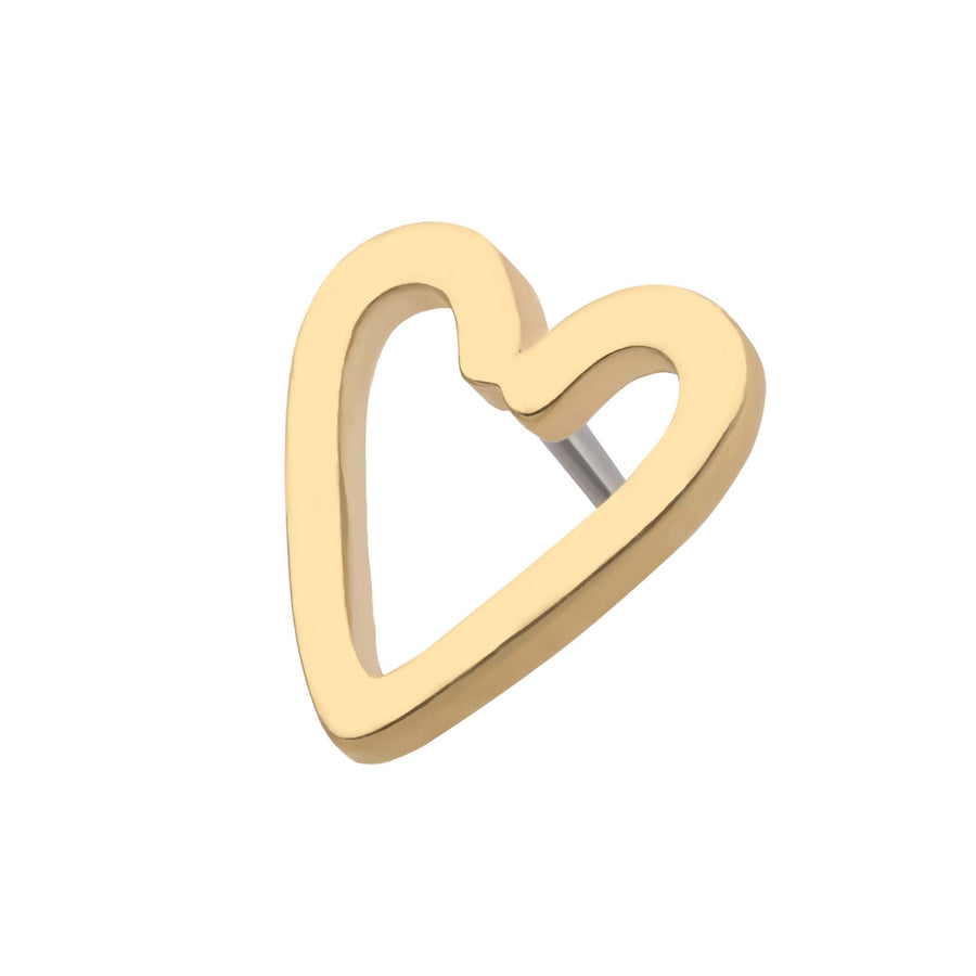 14kt Yellow Gold Threadless Cut Out Heart Top