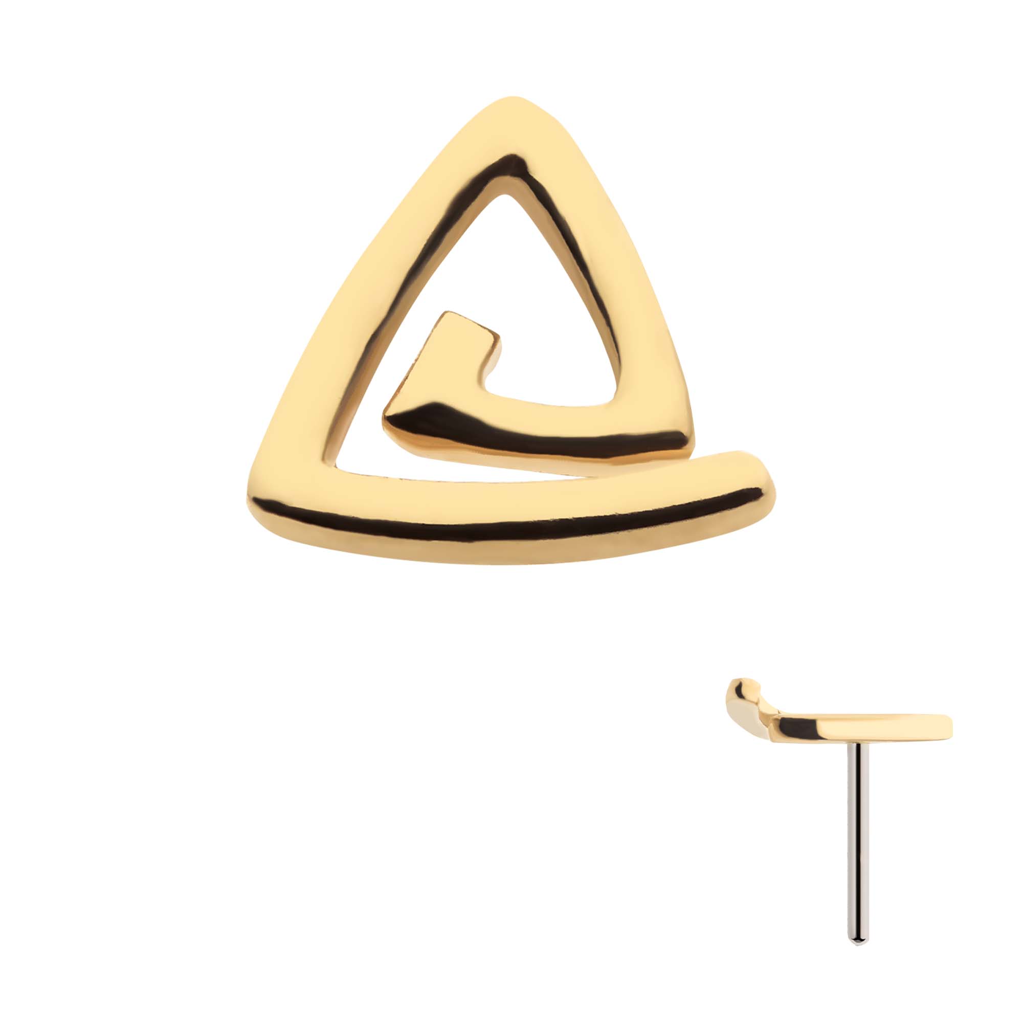 14kt Yellow Gold Threadless Cut Out Triangle Top