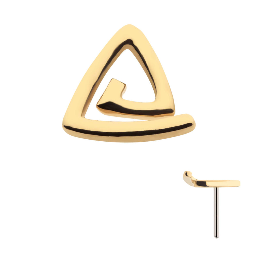 14Kt Yellow Gold Threadless with Cut Out Triangle Top