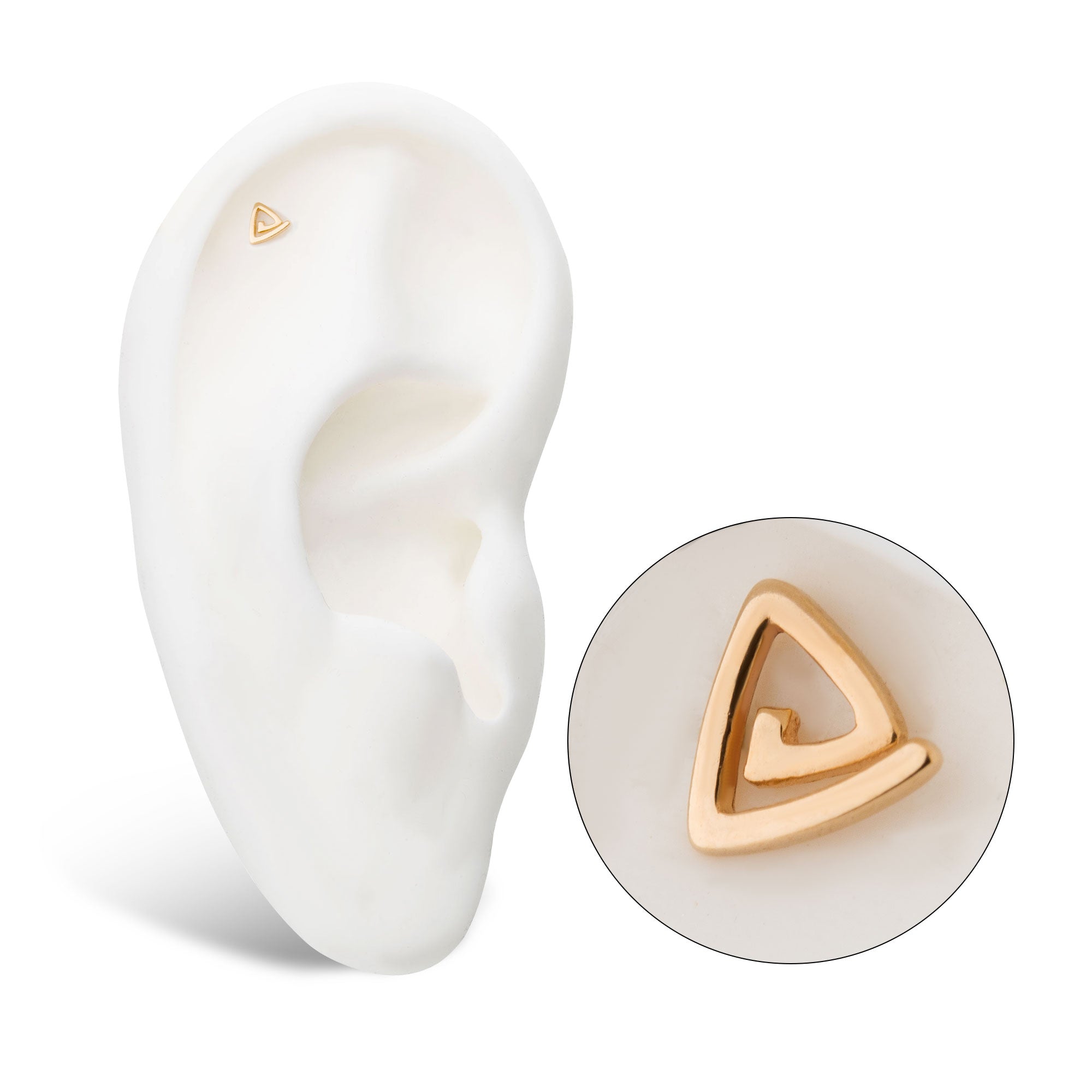 14kt Yellow Gold Threadless Cut Out Triangle Top