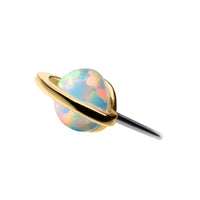 14kt Yellow Gold Threadless Bezel White Opal Planet Top