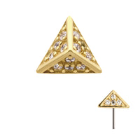 14kt Yellow Gold Threadless Prong Set CZ Short Pyramid Top