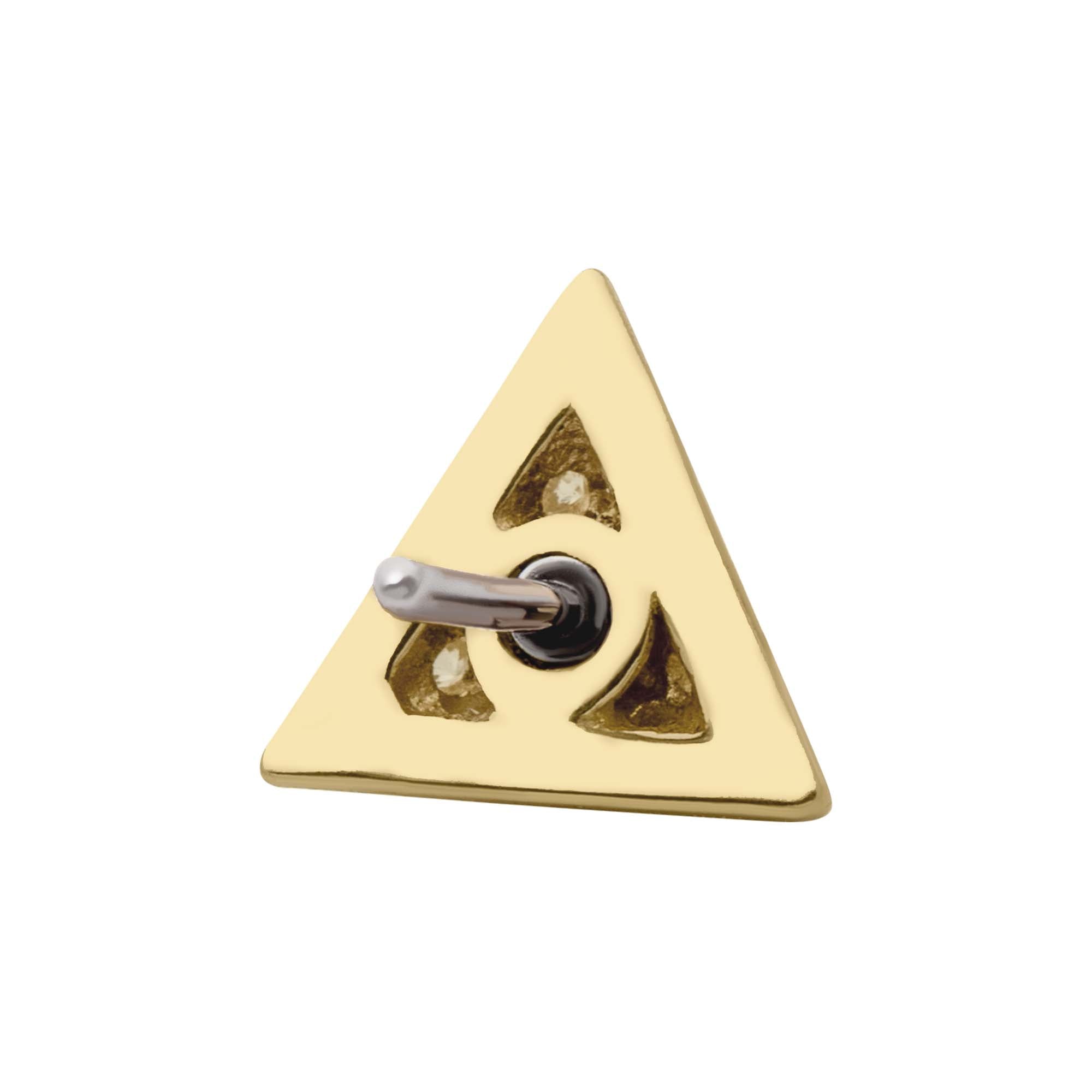 14kt Yellow Gold Threadless Prong Set CZ Short Pyramid Top