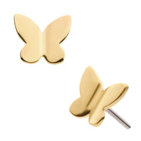 14Kt Yellow Gold Threadless with 3D Butterfly Top