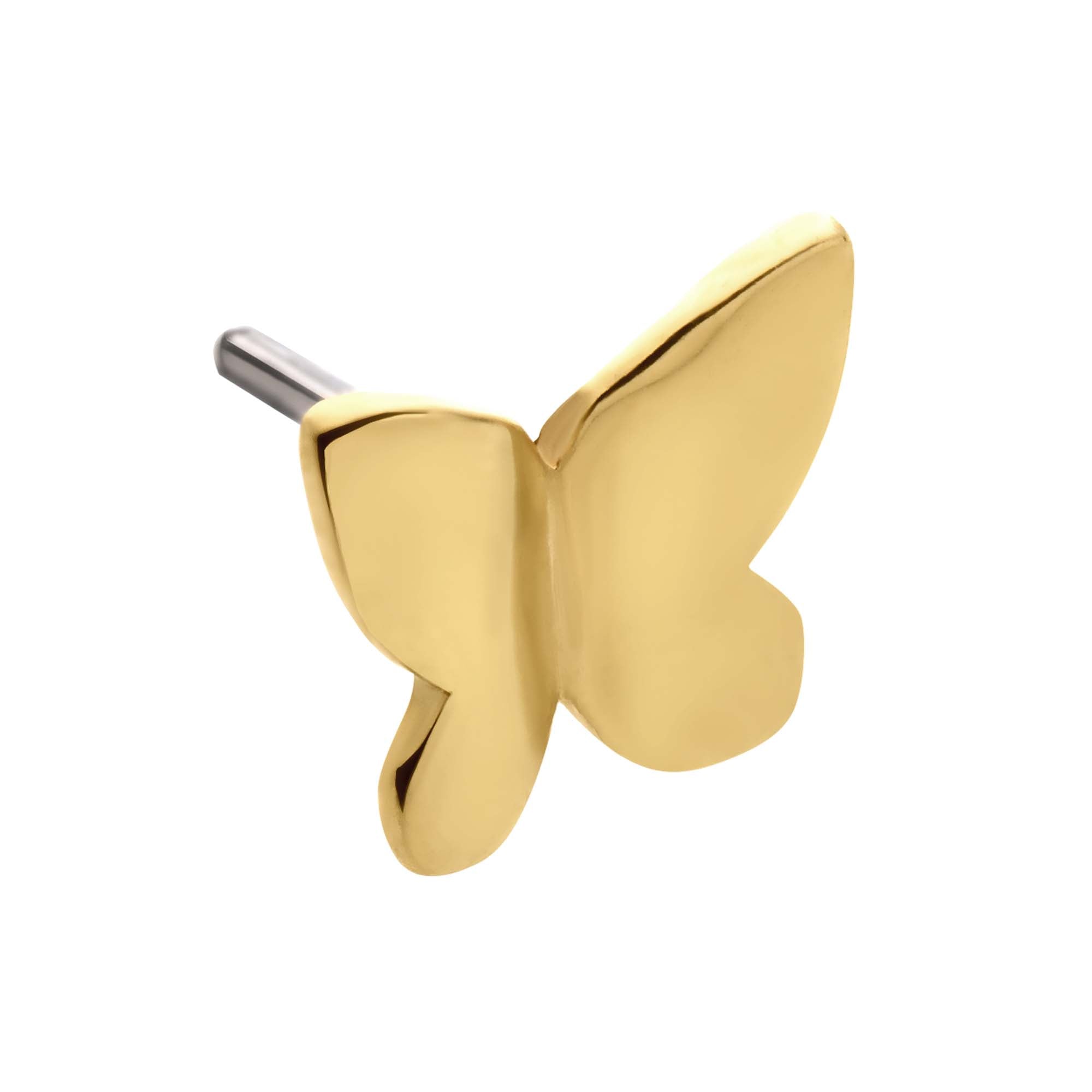 14kt Yellow Gold Threadless 3D Butterfly Top