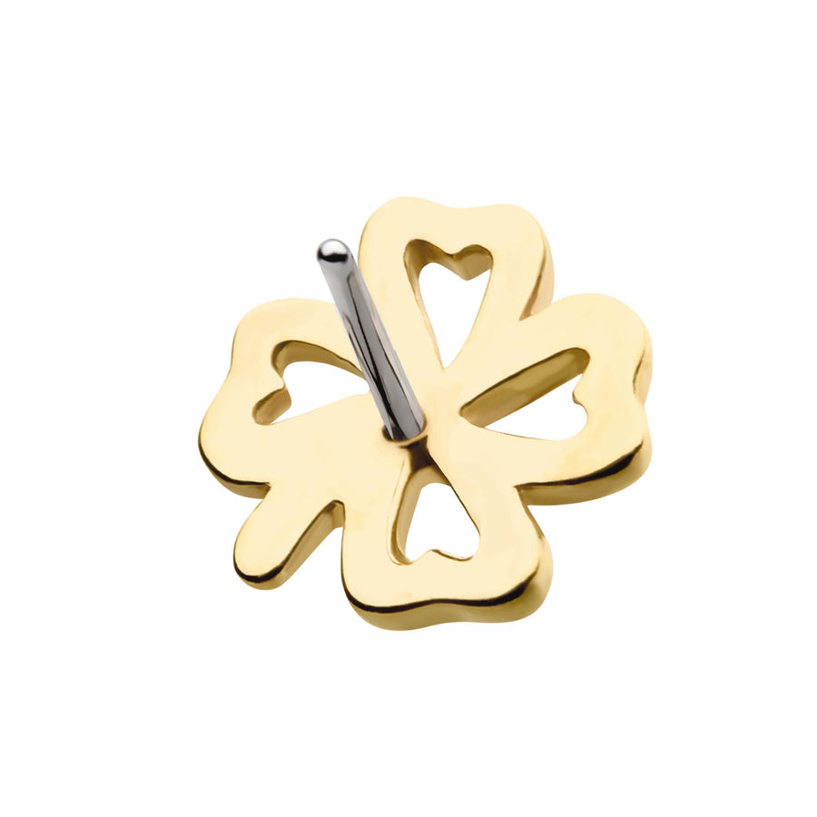 14kt Yellow Gold Threadless 4-Leaf Cut Out Clover Top
