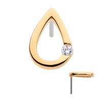 14kt Yellow Gold Threadless Round CZ Cut Out Teardrop Top