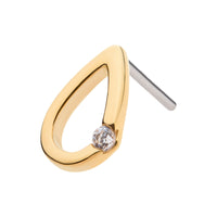 14kt Yellow Gold Threadless Round CZ Cut Out Teardrop Top