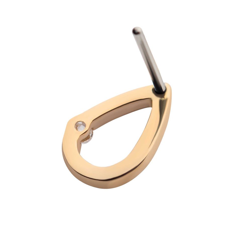 14kt Yellow Gold Threadless Round CZ Cut Out Teardrop Top