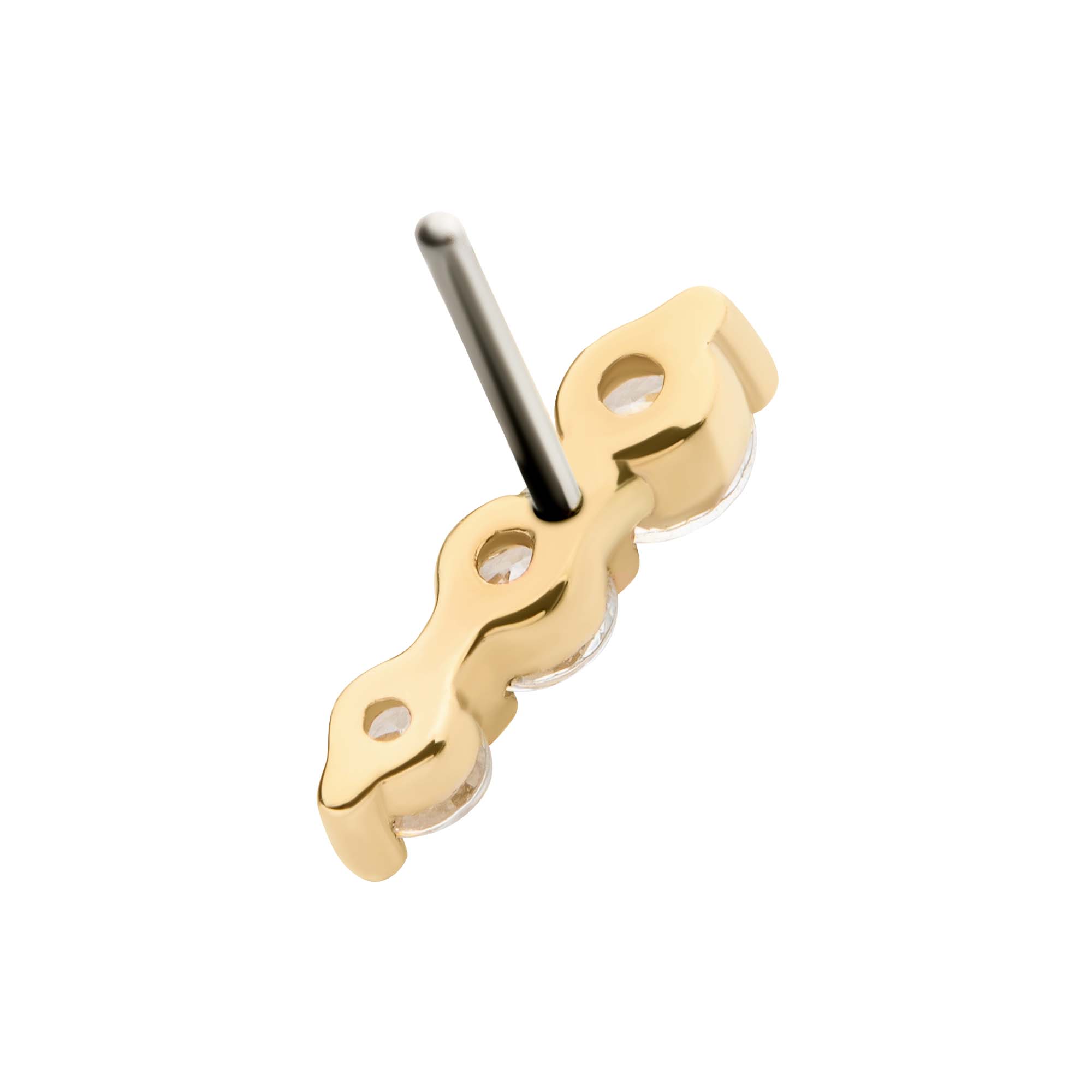 14kt Yellow Gold Threadless Prong Set Round CZ 3-Cluster Top