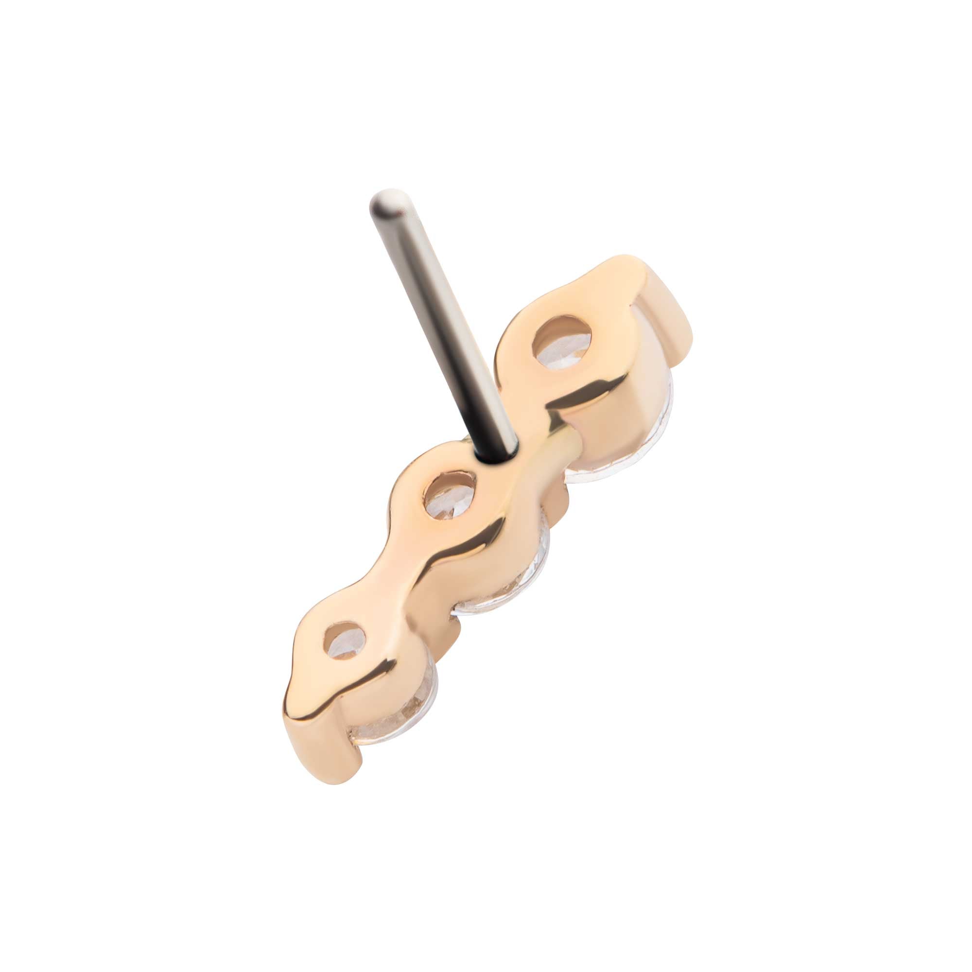 14kt Yellow Gold Threadless Prong Set Round CZ 3-Cluster Top