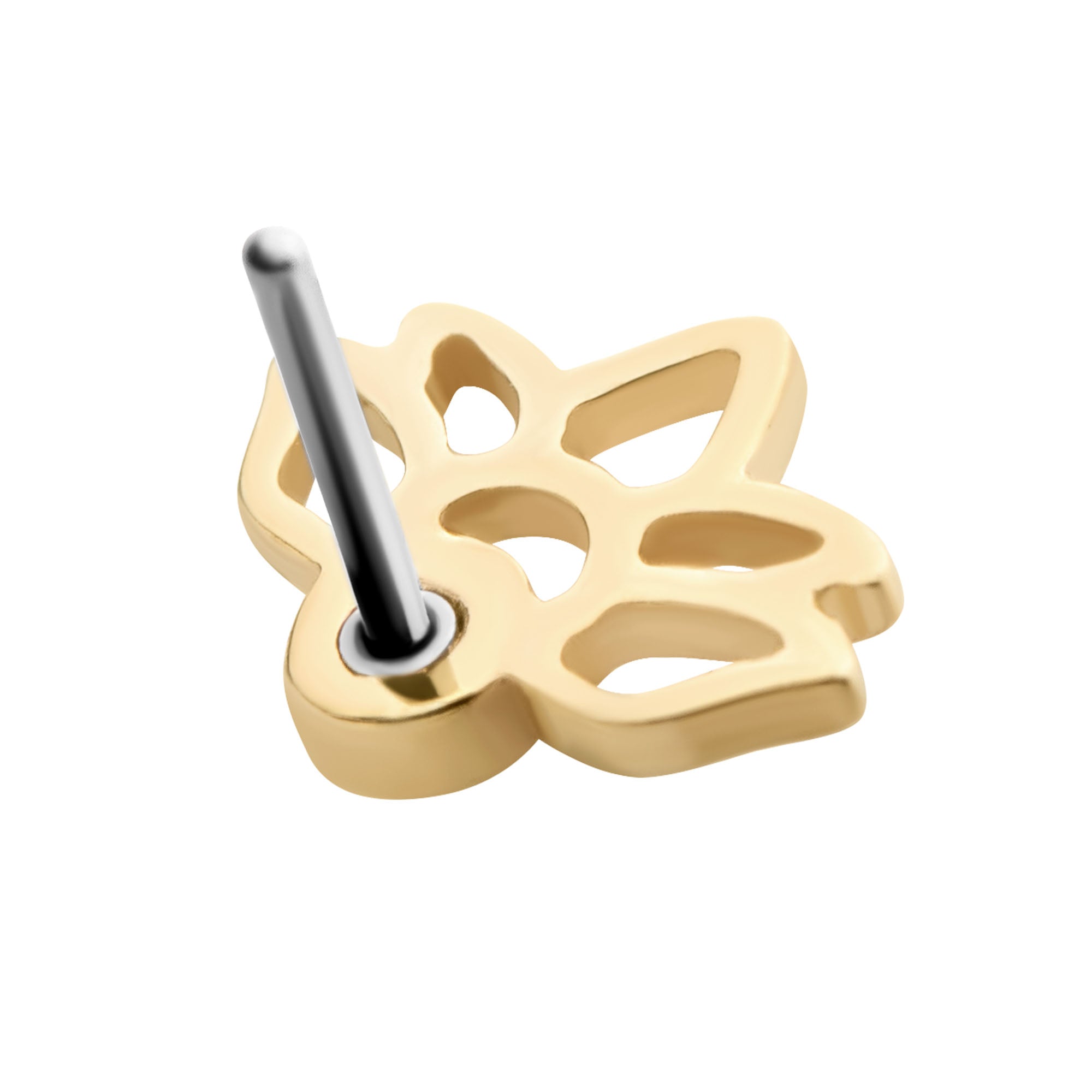 14kt Yellow Gold Threadless Round Opal Lotus Top