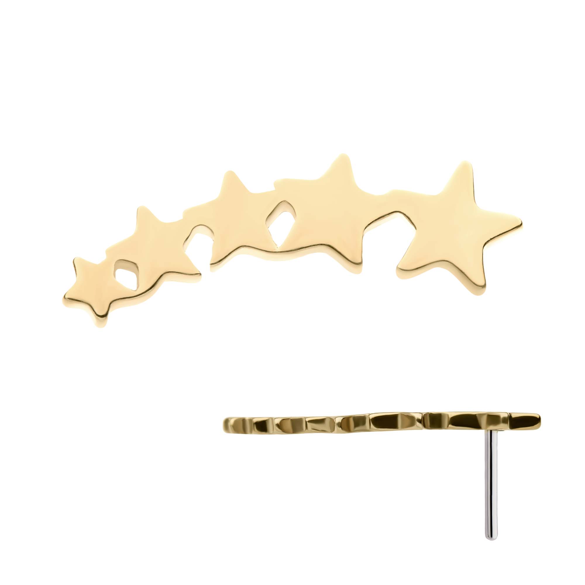 14kt Yellow Gold Threadless 5-Cluster Star Top
