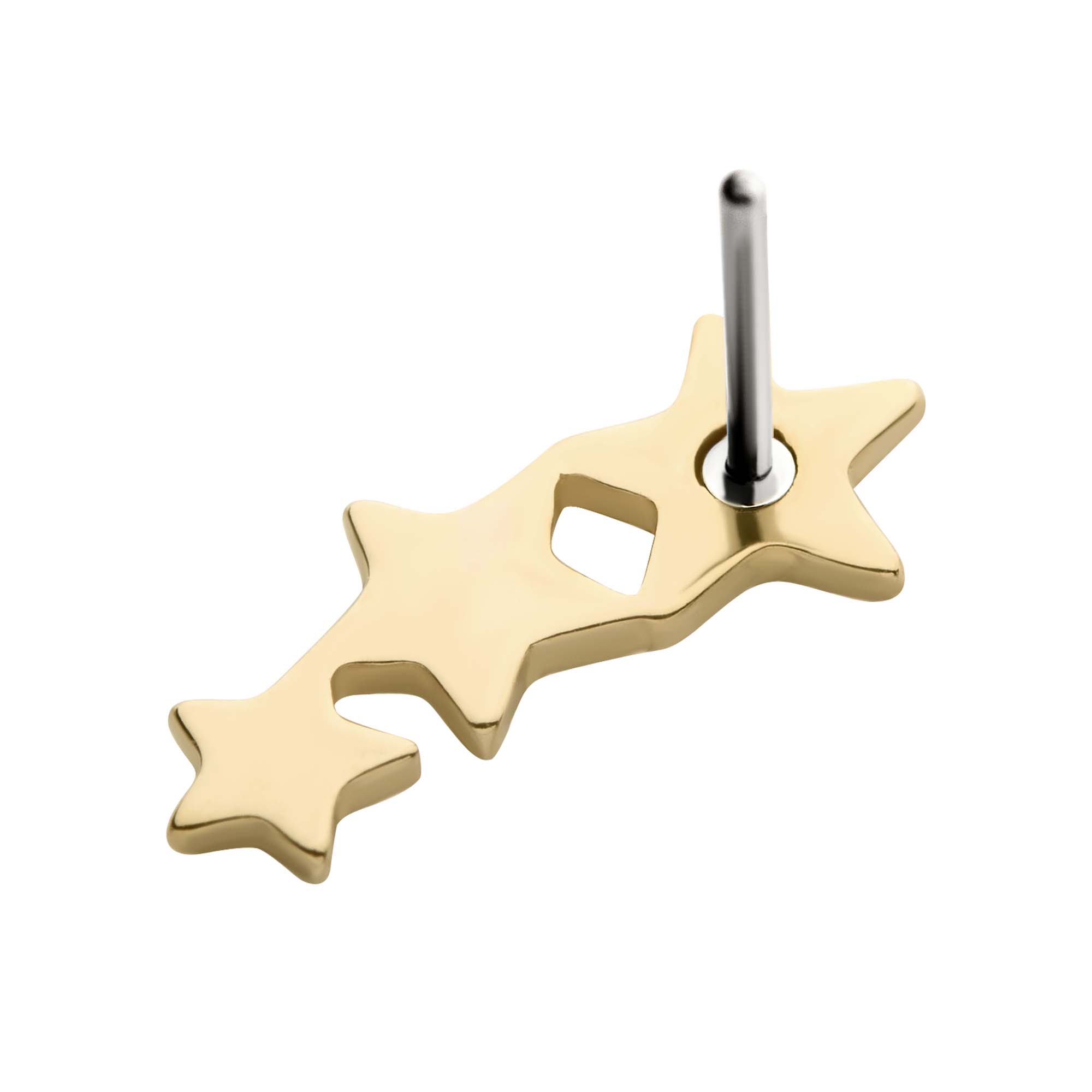 14kt Yellow Gold Threadless 3-Cluster Star Top