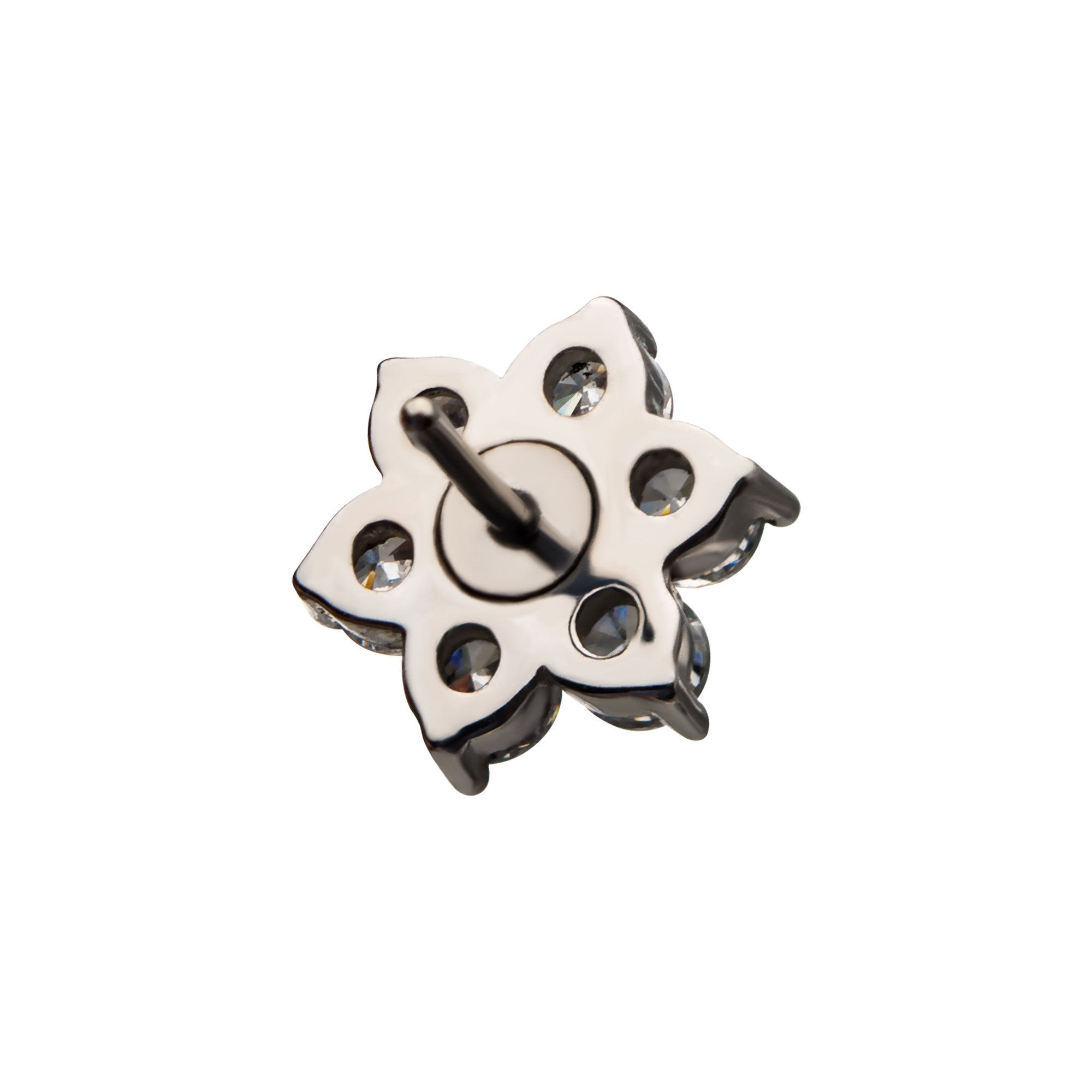 14kt White Gold Threadless 6-Clear CZs and White Synthetic Opal Top