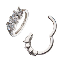 14kt White Gold Prong Clear CZ Hinged Segment Clicker
