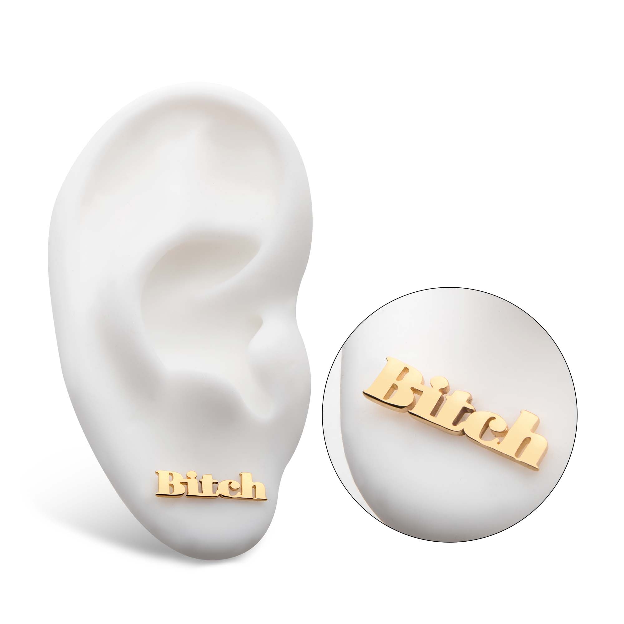 14kt Yellow Gold Threadless "Bitch" Top