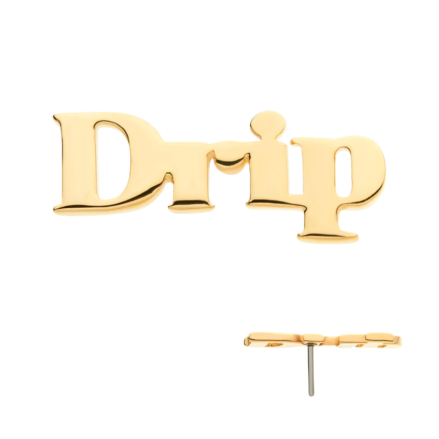 14kt Yellow Gold Threadless "Drip" Top