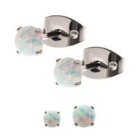 20g Titanium Butterfly Back Prong Set Opal Stud Earrings