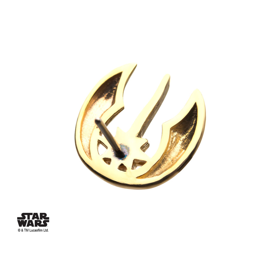 14kt Yellow Gold Threadless Star Wars Jedi Symbol Top