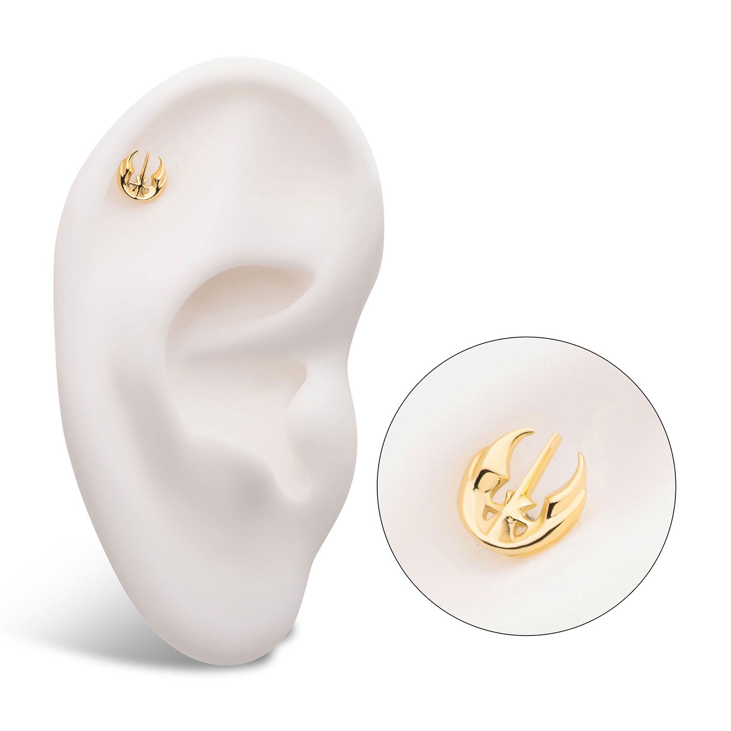 14kt Yellow Gold Threadless Star Wars Jedi Symbol Top