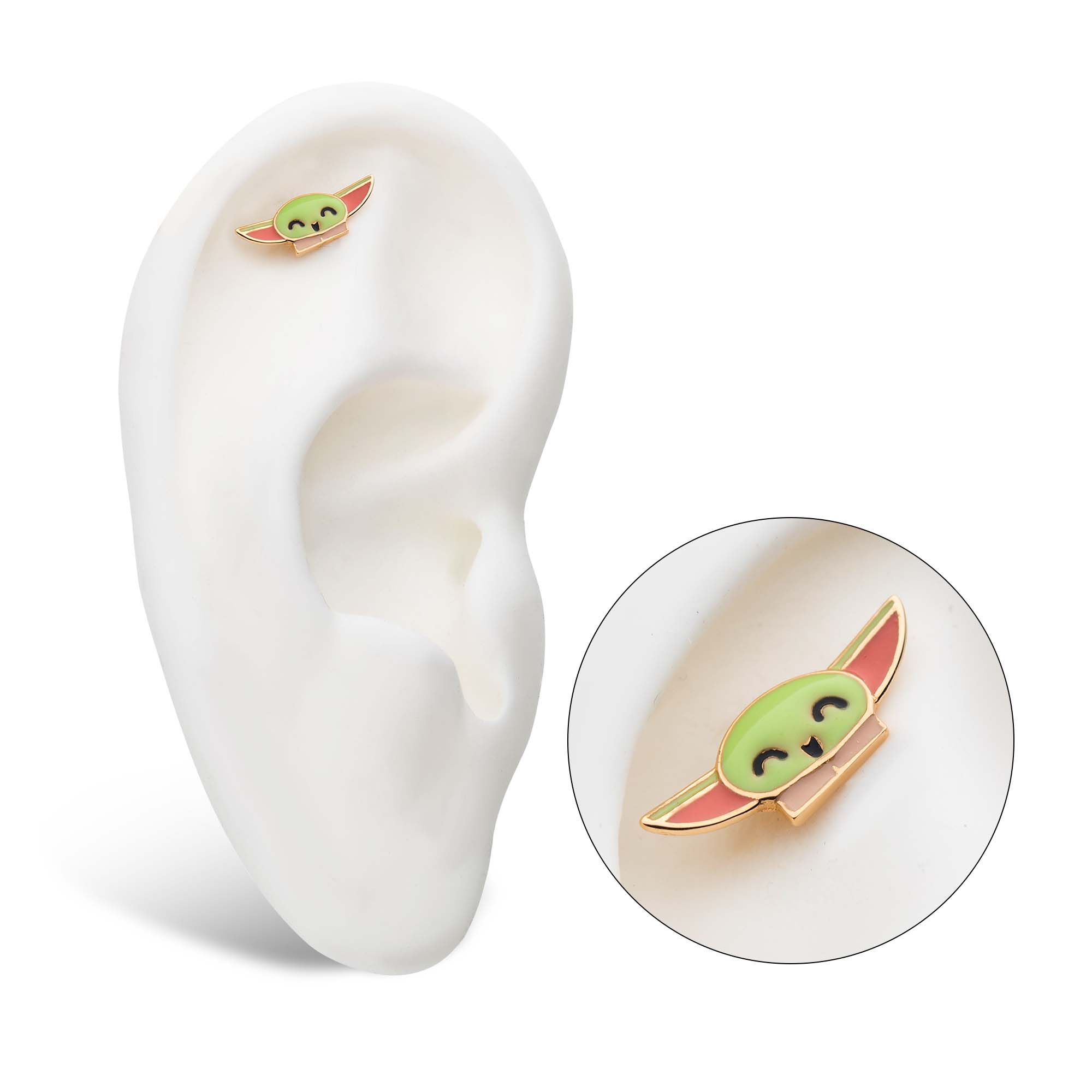 14Kt Gold Threadless with Enamel Star Wars Grogu The Child Top