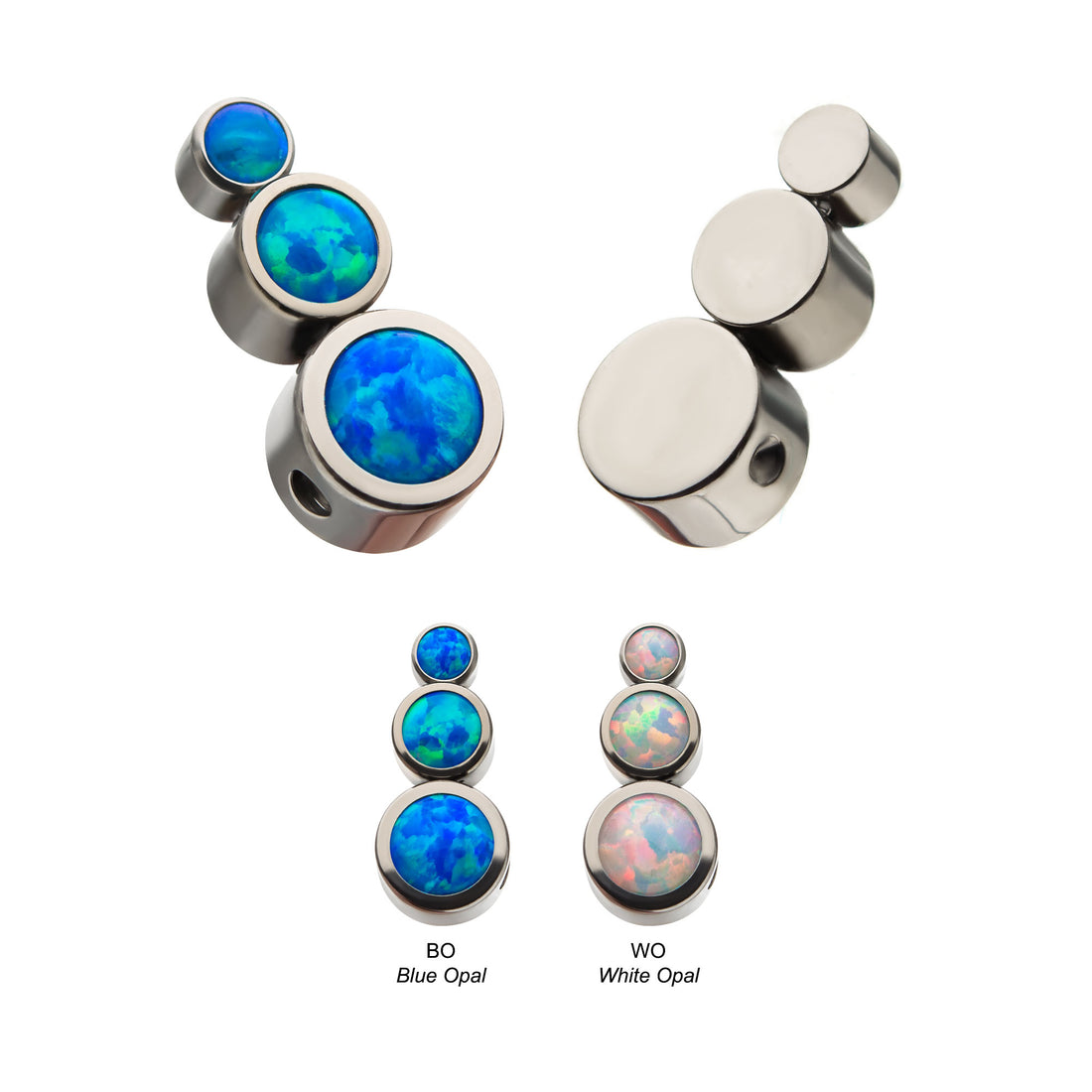 Titanium 3-Synthetic Opal Cluster Dimple Bead