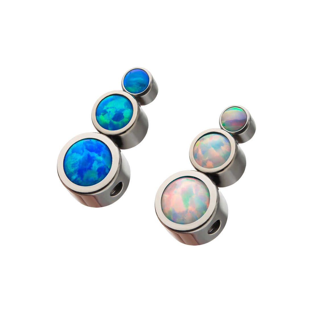 Titanium 3-Synthetic Opal Cluster Dimple Bead