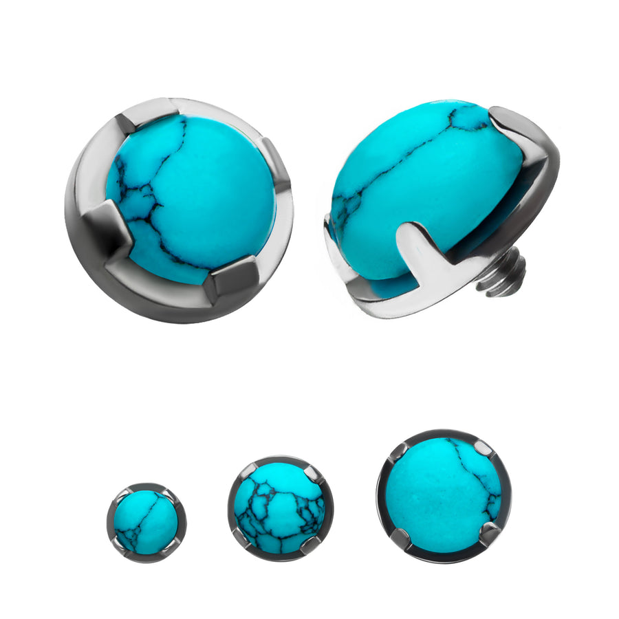 Titanium Internally Threaded Bezel Set Turquoise Tops
