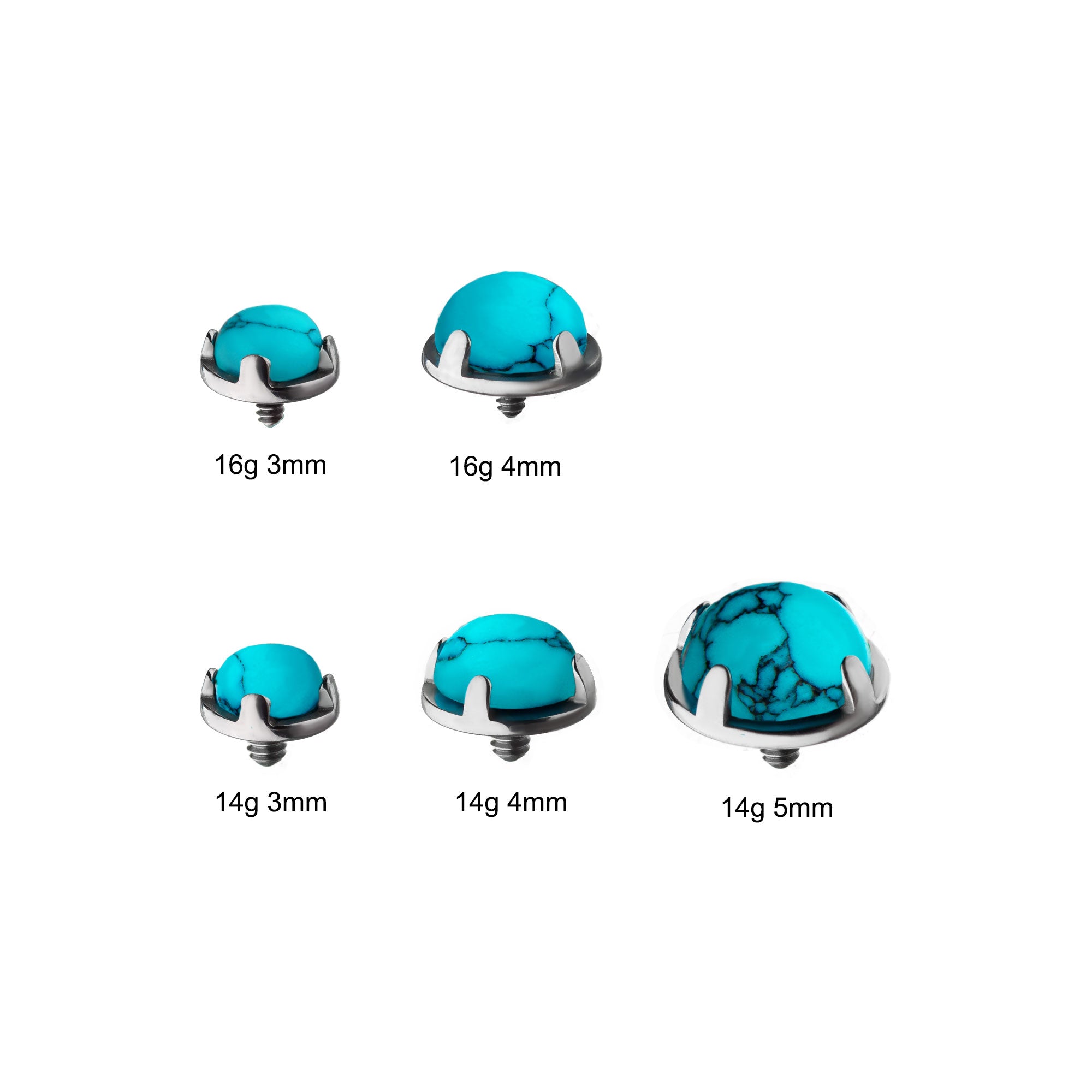 Titanium Internally Threaded Bezel Set Turquoise Tops