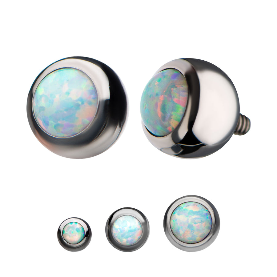 Titanium Internally Threaded White Synthetic Opal Ball Top