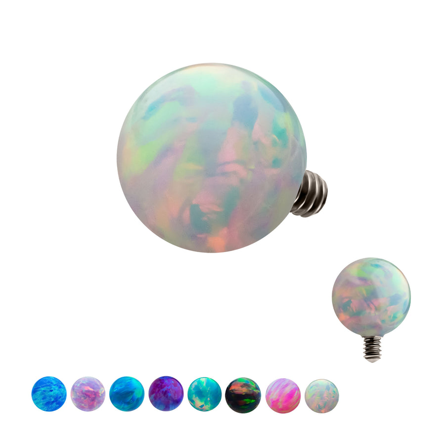 14g Titanium Internally Threaded with Synthetic Opal Ball Top