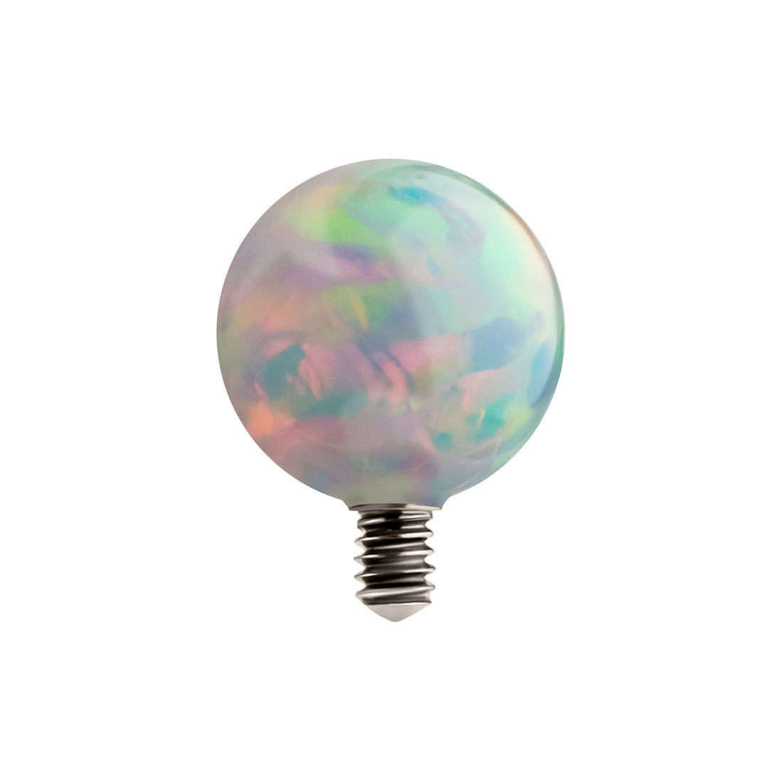 16g Titanium Internally Threaded with Synthetic Opal Ball Top