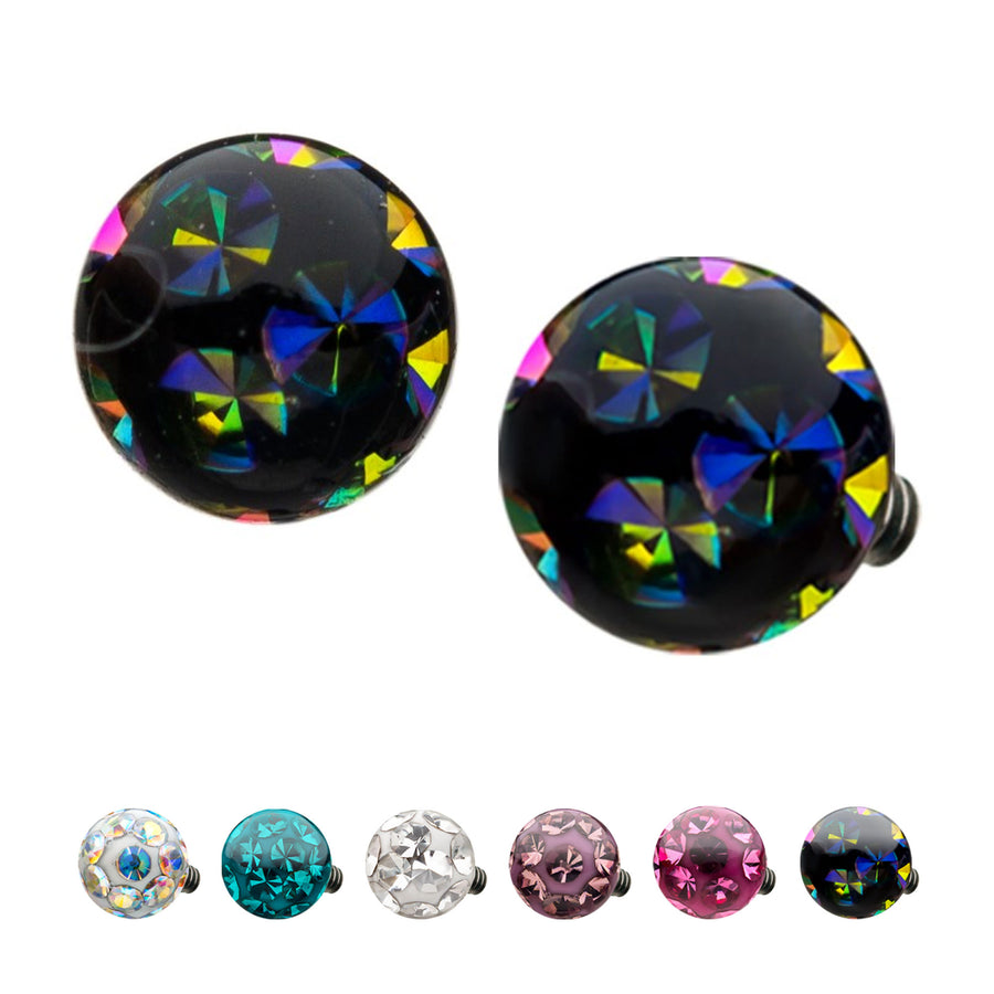 14g Titanium Internally Threaded Tiffany Ball Top with Genuine Preciosa Crystals