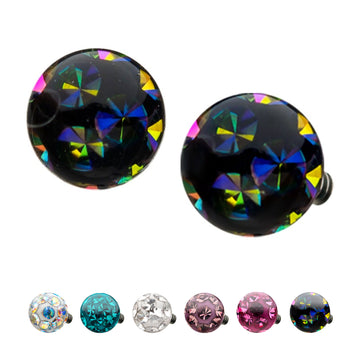 16g Titanium Internally Threaded Tiffany Ball Top with Genuine Preciosa Crystals
