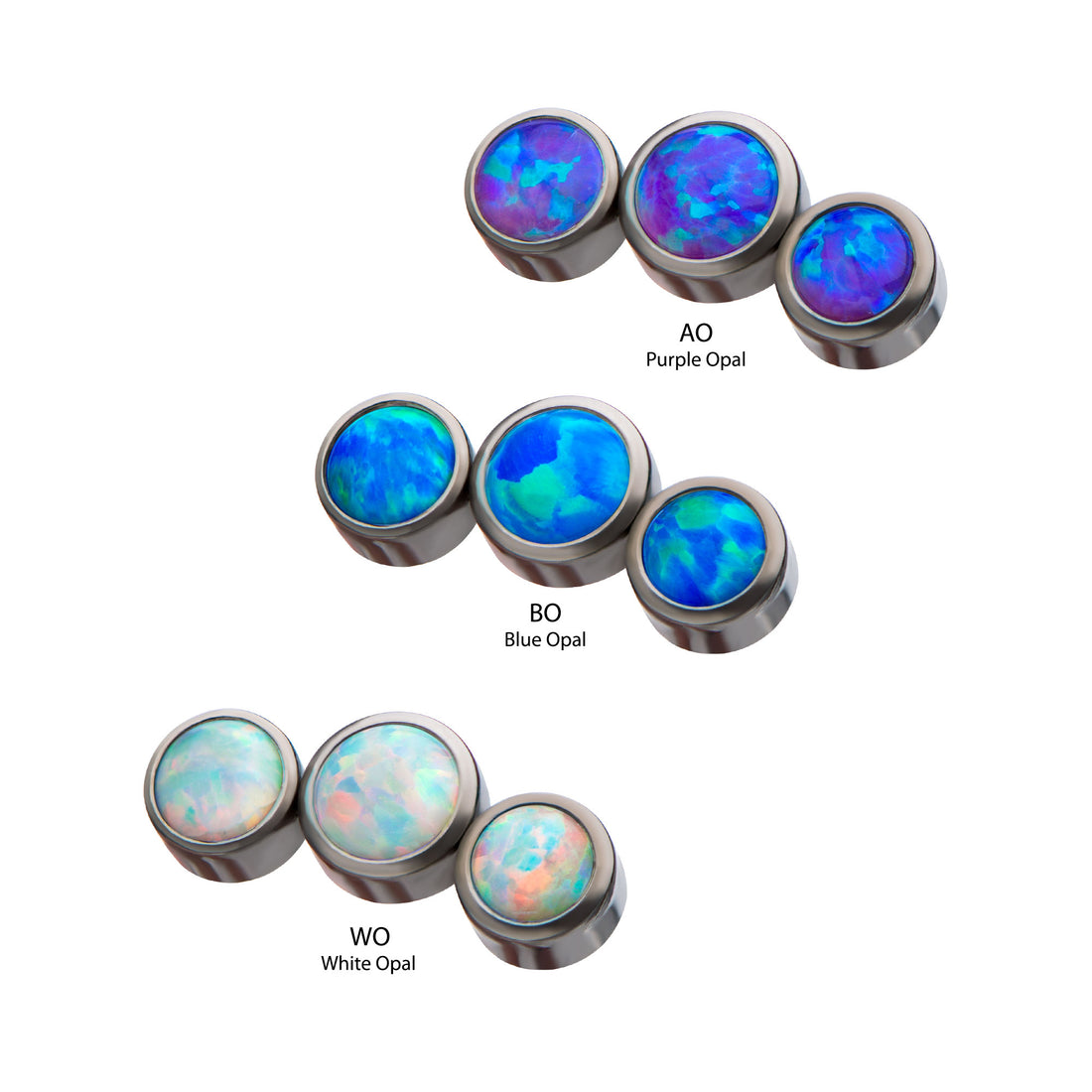 Titanium 3-Synthetic Opal Threaded Tops
