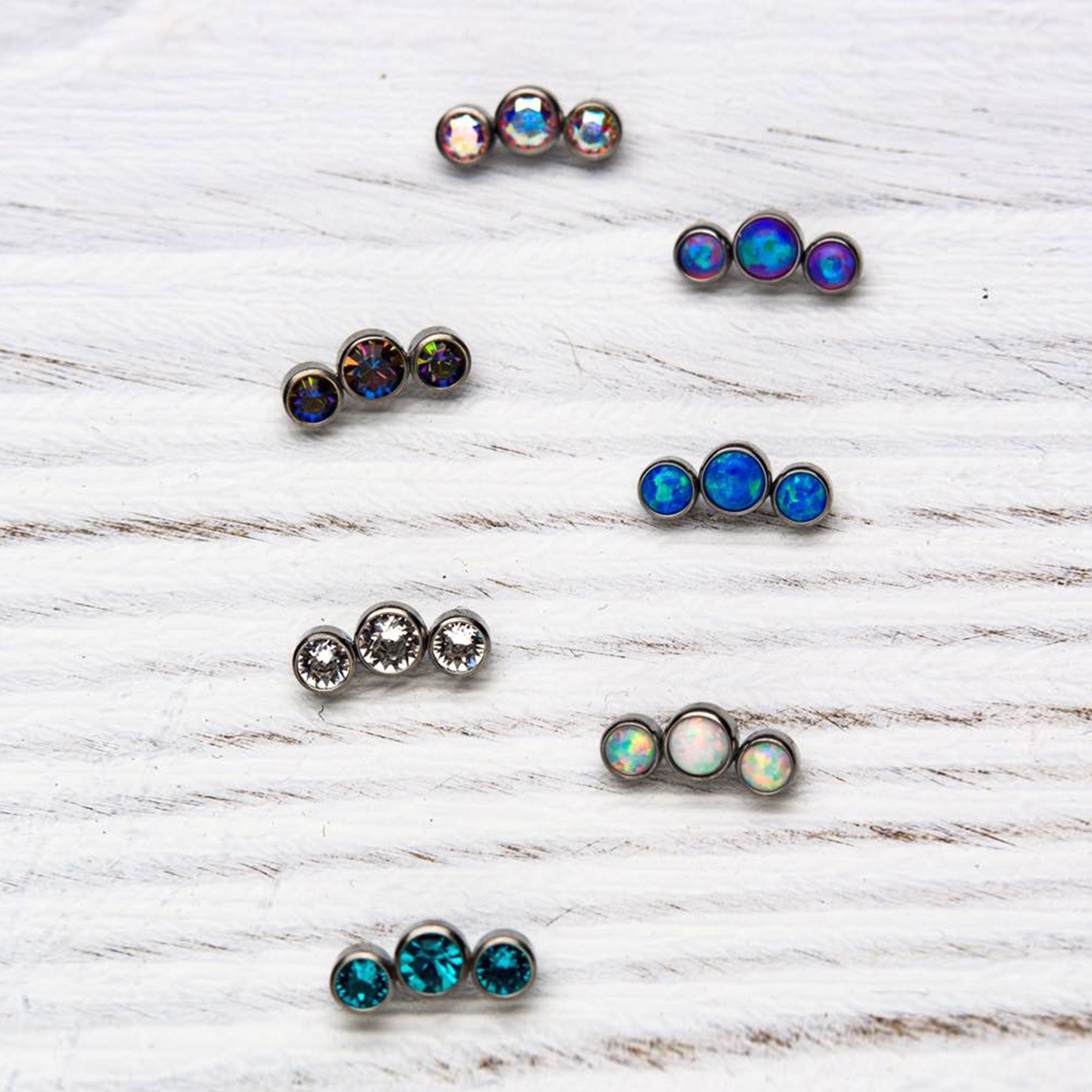 Titanium 3-Synthetic Opal Threaded Tops