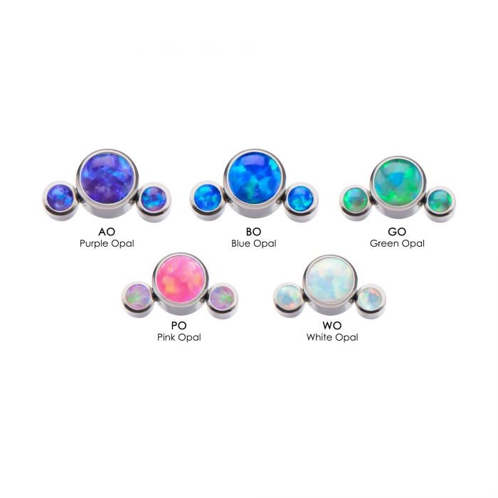Titanium Internally Threaded Triple Synthetic Opal Cluster Tops