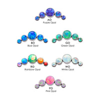 Titanium Internally Threaded 5-Synthetic Opal Cluster Tops