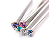 18G Titanium 2mm Bezel Set Austrian Crystal Nose Pin