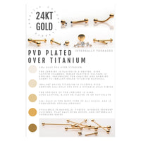 24KT Gold PVD Titanium Internally Threaded Barbell