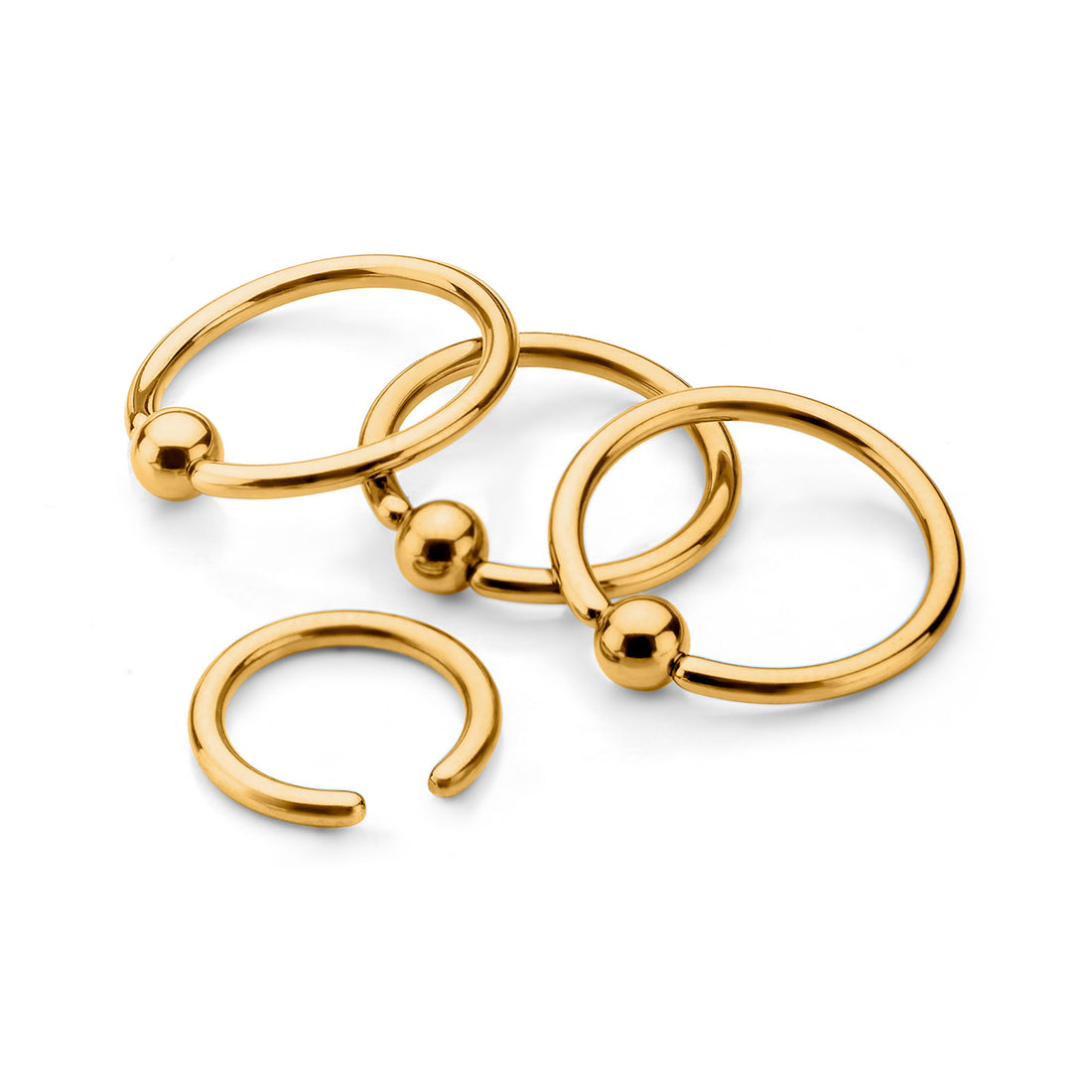 24KT Gold PVD Titanium Basic Captive Bead Ring